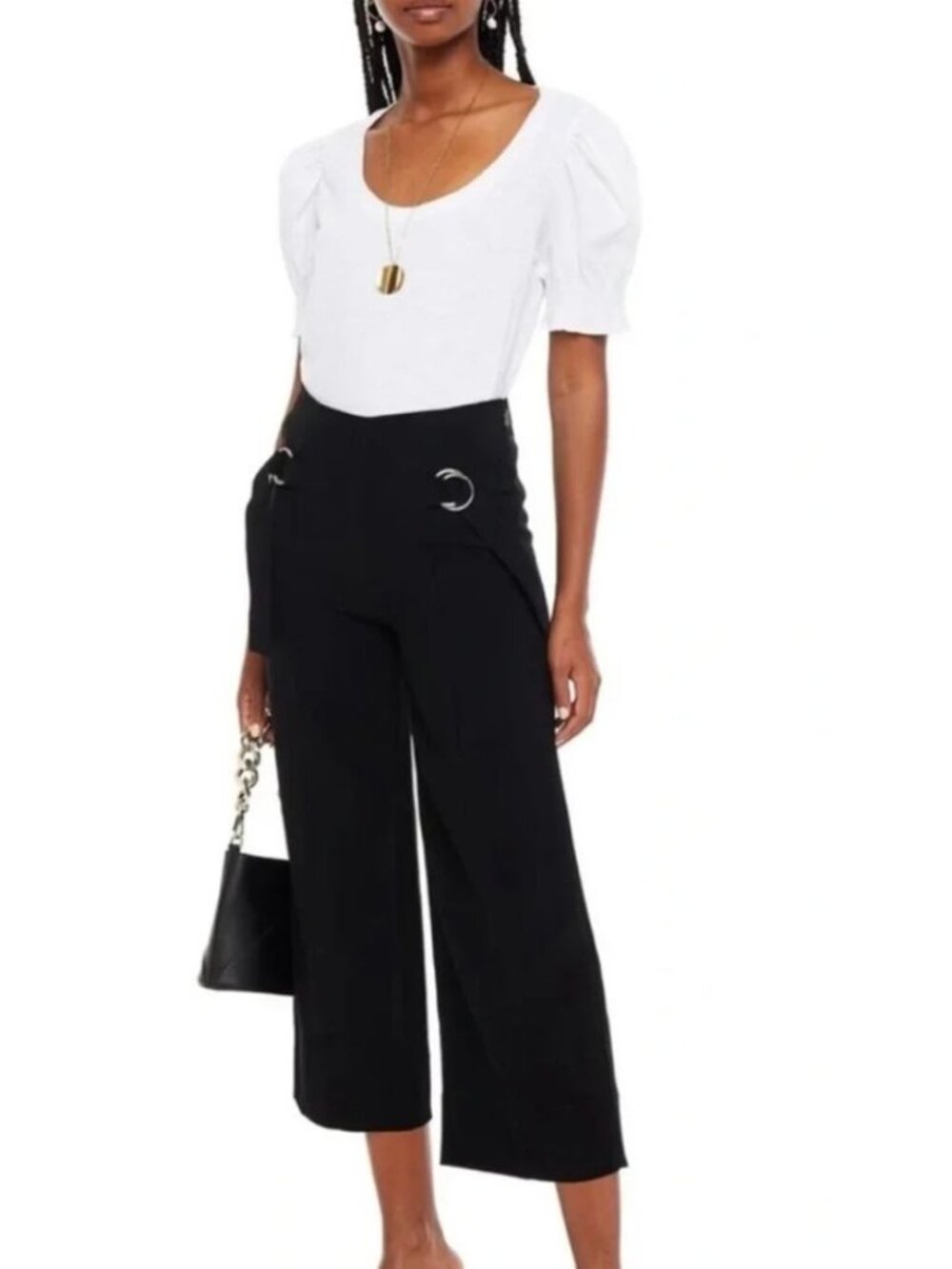 Cinq a Sept Diana Cropped Wide Leg Pants in Black-sz 6